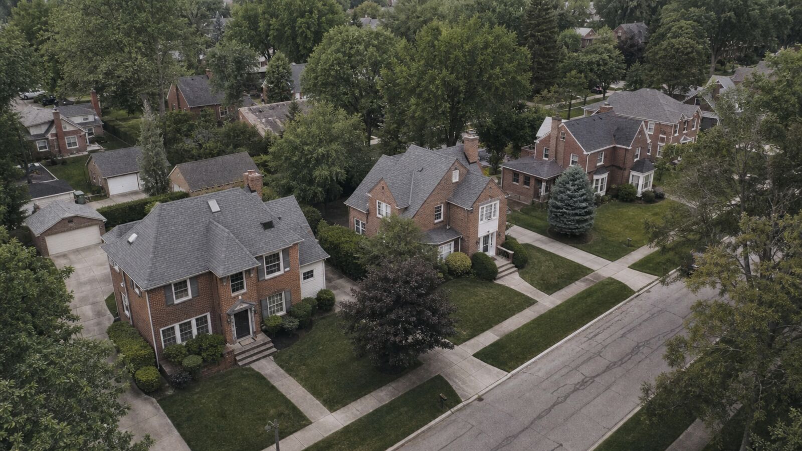 Detroit Metro residential neighborhood from above.